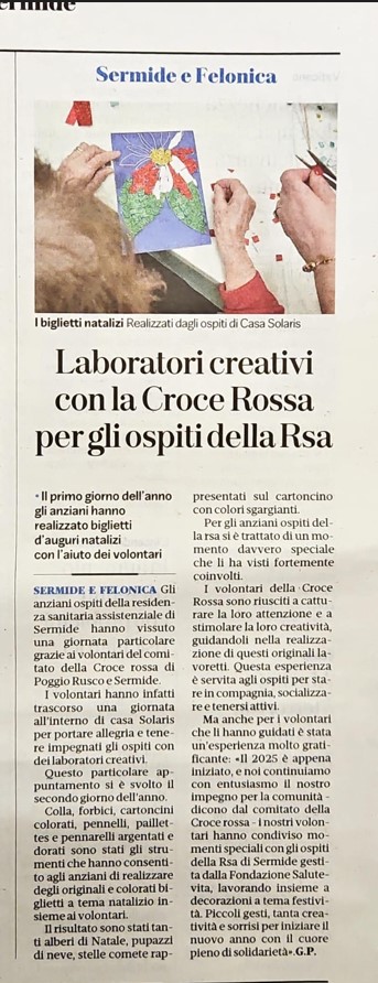 LABORATORI CREATIVI CON LA CROCE ROSSA PER GLI OSPITI DELLA RSA